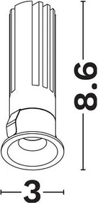 Mini Spot incastrabil LED 5W 3000K Baculus alb
