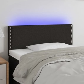 3121448 vidaXL Tăblie de pat cu LED, negru, 80x5x78/88 cm, textil