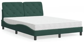 vidaXL Pat cu saltea, verde închis, 120x200 cm, catifea