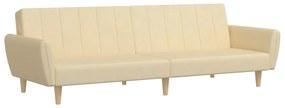 337526 vidaXL Canapea extensibilă cu 2 locuri, crem, textil