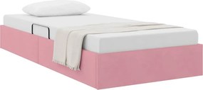 vidaXL Pat cu storage cu headboard Roz 100 x 200 cm Catifea