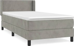 vidaXL Pat continental cu saltea, gri deschis, 80x200 cm, catifea