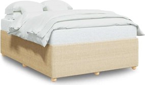 vidaXL Cadru de pat fără saltea, crem, 140x190 cm, textil