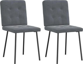 vidaXL Scaune de bucătărie, 2 buc., gri închis, catifea