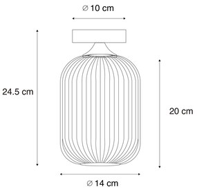Plafoniera Art Deco neagra cu sticla fumurie - Banci