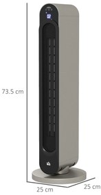 HOMCOM Incalzitor Electric Oscilant cu 3 Moduri de Incalzire, cu ventilator, Temperatura Reglabila, Telecomanda Ø25x73.5 cm, Argintiu | Aosom Romania