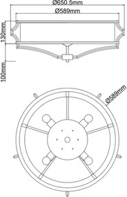Open Design OR84436 - Plafonieră STESSO, 4 x E27, 12 W, 230 V, Ø 65 cm, alamă/alb