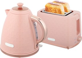 HOMCOM Set fierbător și prăjitor, fierbător rapid 1,7 L 2200 W cu oprire automată și prăjitor pentru 2 felii cu tavă pentru firimituri, Roz | Aosom Romania