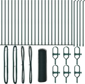 vidaXL Stâlp de gard. Verde 50 x 0,5 m (13 mm plasă) Oțel și PVC