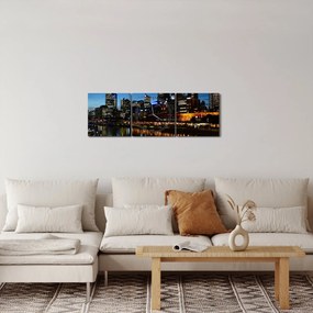 Tablou cu noaptea în Melbourne (cu ceas) (90x30 cm)
