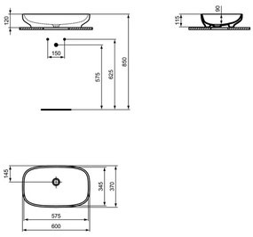 Lavoar pe blat Ideal Standard i.life B alb 60 cm