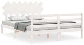3195287 vidaXL Cadru de pat cu tăblie, alb, 140x200 cm, lemn masiv