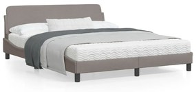 373209 vidaXL Cadru de pat cu tăblie, gri taupe, 160x200 cm, textil