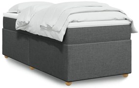 vidaXL Pat box spring cu saltea, gri închis, 90x200 cm, textil