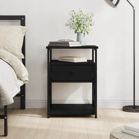 826073 vidaXL Noptieră, negru, 40x42x55 cm, lemn prelucrat