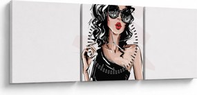 Tablou - Femeie de modă (cu ceas) (90x30 cm)