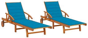 vidaXL Șezlonguri cu perne, 2 buc., lemn masiv de acacia