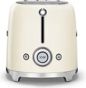 Prajitor de paine SMEG 50's Style TSF01CREU, 950 W, 2 felii, 6 trepte, Tava pentru firimituri, Cablu integrat, Otel inoxidabil, Crem