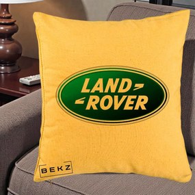 Perna Personalizata cu emblema Land Rover, 40x40 cm, Galben, Husa Detasabila, Perna Inclusa, BEKZ®
