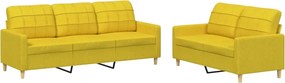 vidaXL Set de canapele cu perne, 2 piese, galben deschis, textil