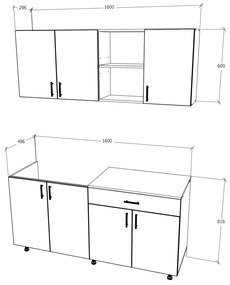 Bucatarie haaus Roma, Lemn Natural/Alb, L 160 cm