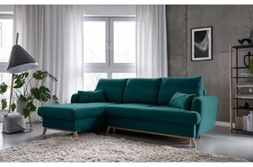 Colțar turcoaz extensibil/cu spațiu de depozitare (cu colț pe partea stângă/cu șezlong) Scandic Lagom – Miuform