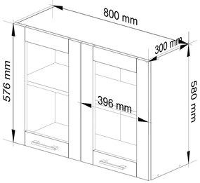 Vitrină de bucătărie superioară Organo 580 (alb). 1117503