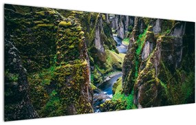 Tablou - Râu într-o vale stâncoasă (120x50 cm)