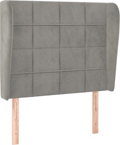 vidaXL Tăblie de pat cu aripioare gri deschis 93x23x118/128 cm catifea