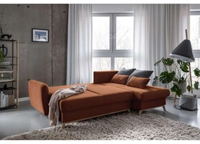 Colțar extensibil cu șezlong pe partea dreaptă Miuform Scandic Lagom, portocaliu cărămiziu