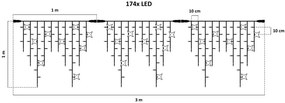 decoLED LED instalație tip țurțuri - FLASH, 3x1 m, 174 diode alb cald