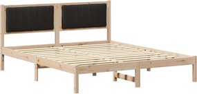 vidaXL Cadru de pat cu tăblie tapițată cu headboard Negru 150 x 200 cm