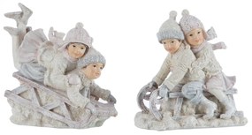 Set 2 figurine asortate, Compozit, Roz, 13.5x7x13.4 cm