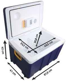Frigider portabil cu roți 50 l, 60W/230/12V, albastru/galben