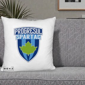Perna Personalizata Progresul Spartac Fotbal, 40x40 cm, Alb Pufos, Husa Detasabila, Perna Inclusa, BEKZ®