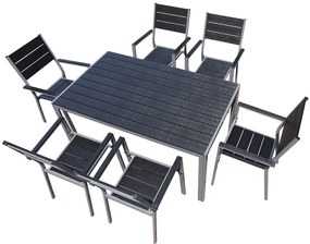Masa de gradina Fargo, dreptunghi, neagra/gri