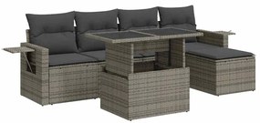 3326461 vidaXL Set mobilier grădină cu perne, 6 piese, gri, poliratan