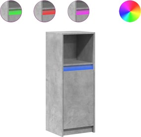 vidaXL Dulap cu LED, gri beton, 38x34x100 cm, lemn prelucrat