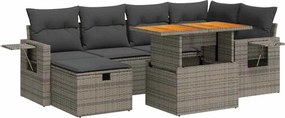 vidaXL Set canapele grădină cu perne 8 piese gri poliratan/lemn acacia