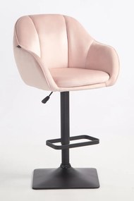 HR12055KW Scaun Roz Pudra din Catifea cu Bază Neagră