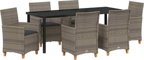 vidaXL Set de masă pentru grădină 7 pcs Gri poliratan