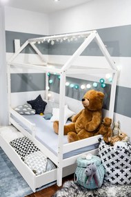 Pat pentru copii Casa Paul - Alb 180x80 cm pat fără spațiu de depozitare