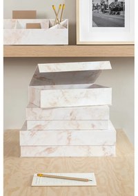 Cutii de depozitare bej 3 buc. din carton cu capac, decorative 42,5x29,5x13 cm Kian Paper Laminate – Bigso