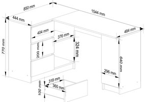 Masă PC de colț Bienvenida (alb + lesk čierny) (S). 1117056