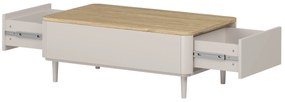 Măsuță de cafea Elivo 100 cm cu sertare pe picioare - cașmir / stejar uleiat