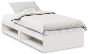 vidaXL Pat de zi cu saltea alb 100x200 cm lemn masiv de pin