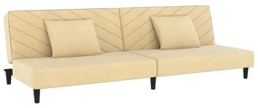 337626 vidaXL Canapea extensibilă cu 2 locuri, 2 perne, crem, catifea