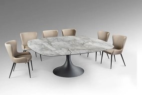 Masa extensibila metal negru/ portelan cu efect de marmura Alina 116-190x190cm