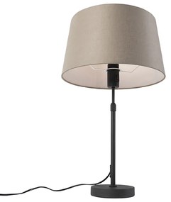 Lampă de masă neagră cu abajur din in taupe 35 cm reglabilă - Parte