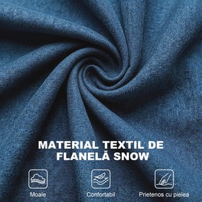 HOMCOM Scaun Decorativ Capitonat cu Spatar Inalt, Cotiere Rotunjite Captusite și Sezut cu Captuseala Groasa, Albastru | Aosom Romania